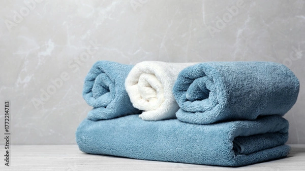Obraz stack of blue towels