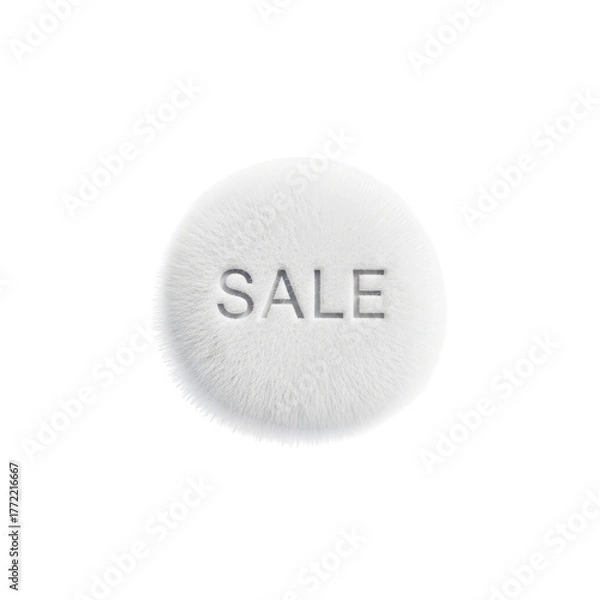 Obraz White circular button with the word sale in gray letters isolated on white background