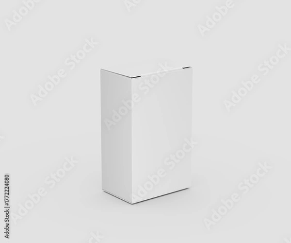 Fototapeta Blank white rectangular box packaging for product mockup template. 3d illustration