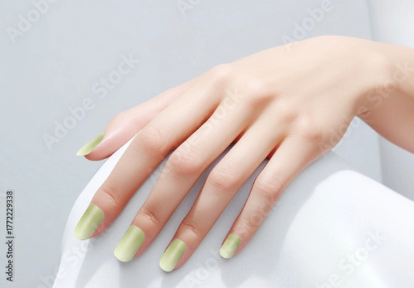 Obraz Elegant Pastel Green Nails Mockup Psd
