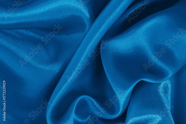Obraz Blue fabric cloth texture for background and design art work, beautiful crumpled pattern of silk or linen.