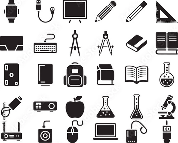 Fototapeta Collection of educational and technological icons technology