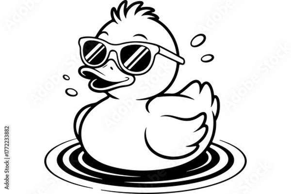 Obraz cool duck sunglasses vector set