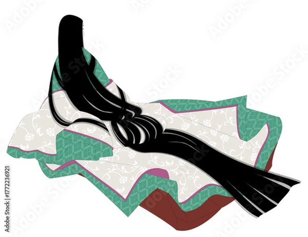 Obraz 日本の伝統的な部屋着の衣装。　着物を着た後姿の高貴な女性。