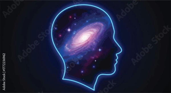 Obraz Human head outline filled with galaxy representing mind and cosmic connection