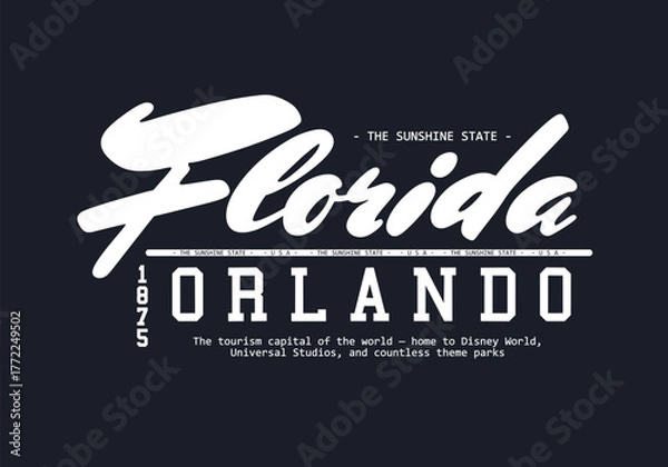 Obraz Orlando Florida T-shirt Design Vintage Retro Script Typography