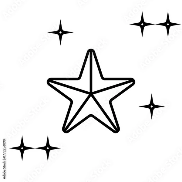 Obraz Star vector icon with sparkles