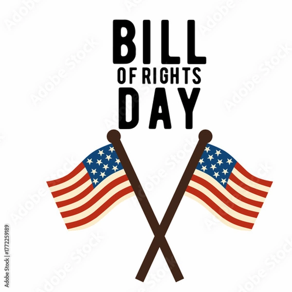 Obraz Happy Bill of Rights Day, December 15th. Templates for backgrounds, banners, cards, posters with inscriptions. Vector illustration.