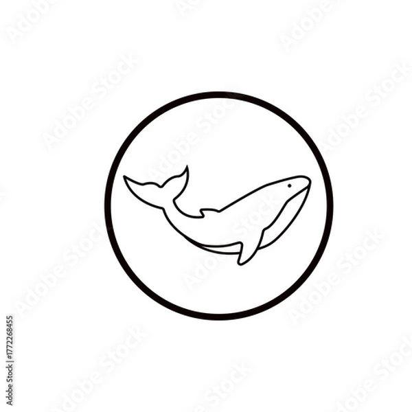 Obraz Whale line icon vector illustration