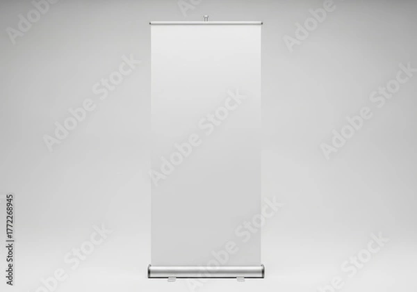 Obraz Blank retractable roll up banner stand for advertising display mockup studio shot