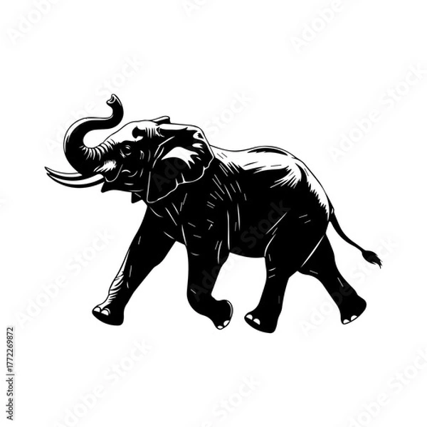 Fototapeta Running Elephant Silhouette Vector Art
