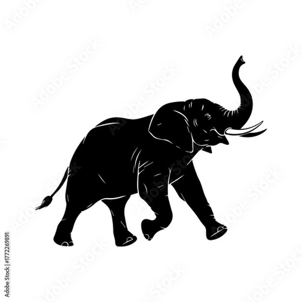 Fototapeta Running Elephant Silhouette Vector Art