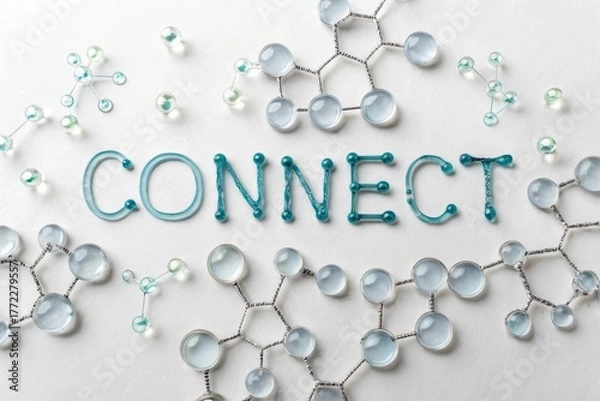 Obraz Creative Connection Concept with Colorful Beads and Molecule Structure