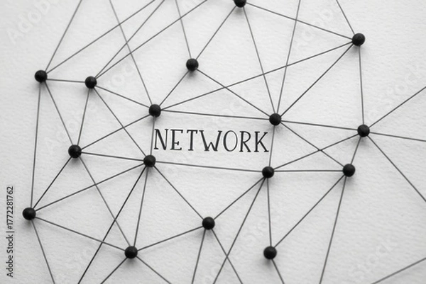 Fototapeta Abstract Network Connections with Black Dots and Lines Concept