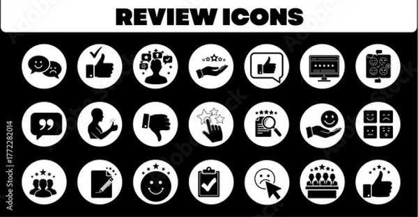 Obraz Review Icons Customer feedback, ratings, and testimonials