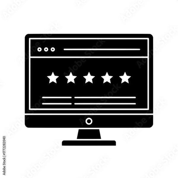 Fototapeta Online Feedback Display Customer Reviews on Computer Screen with Star Ratings