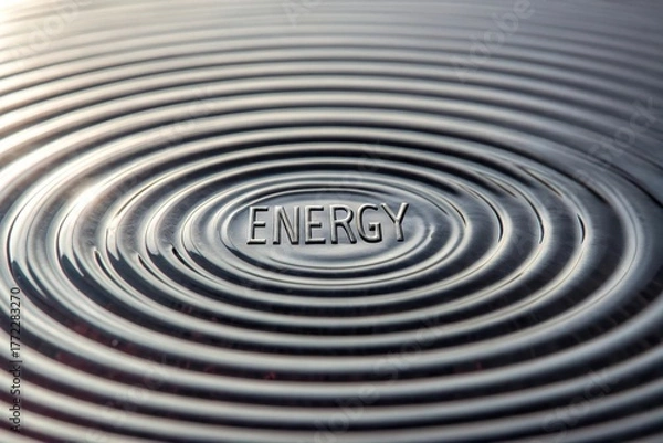 Fototapeta Water Ripple with the Word Energy Centered in Calm Reflection