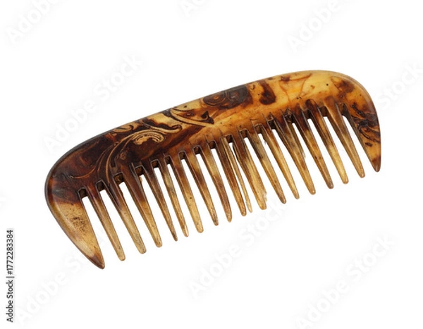 Obraz  Vintage Tortoiseshell Comb Fragment  Isolated Antique Accessory  PNG