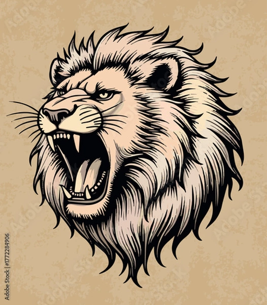 Obraz Roaring Lion Head Vector Illustration