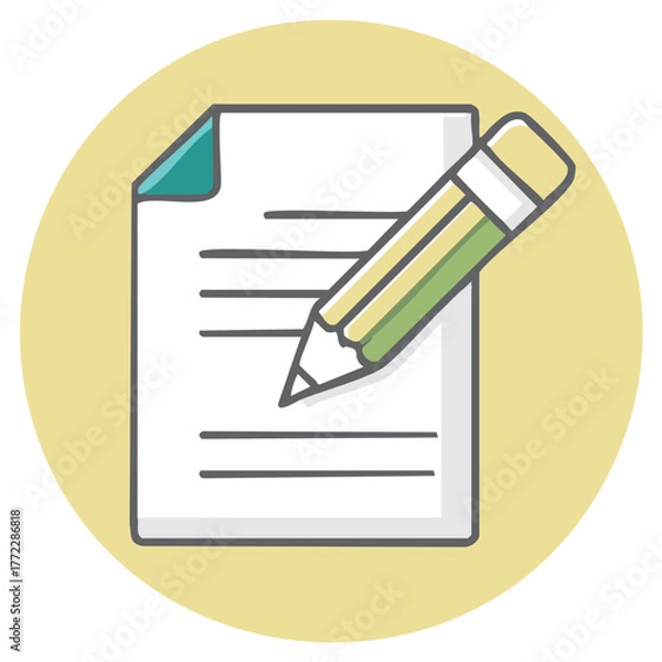 Fototapeta Pencil Writing on Paper Sheet with Lines, Edit Text, Note Taking Concept