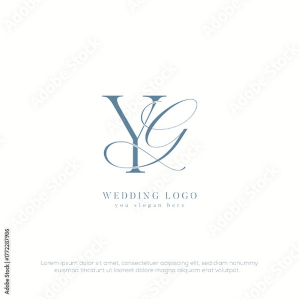 Fototapeta YG initial wedding monogram logo with template