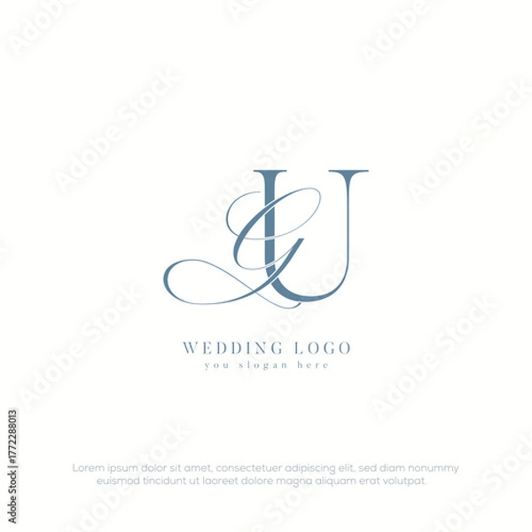 Fototapeta GU initial wedding monogram logo with template