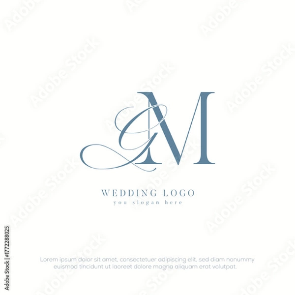Fototapeta GM initial wedding monogram logo with template