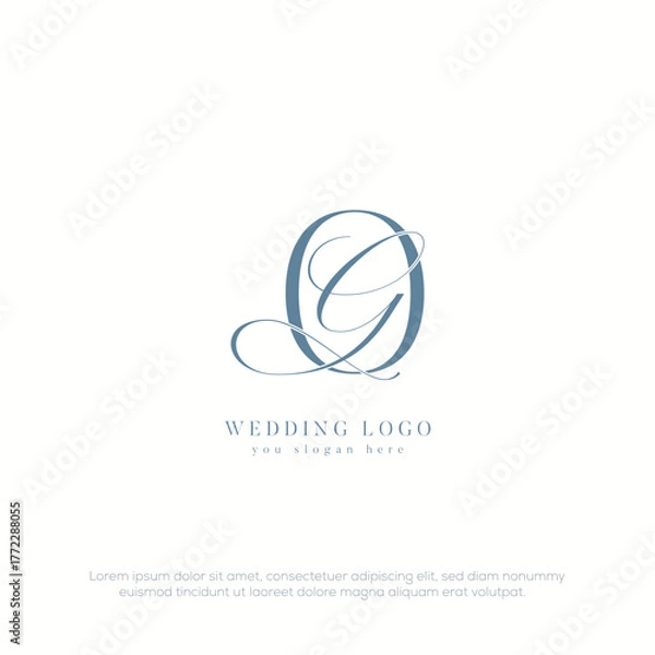 Fototapeta OG initial wedding monogram logo with template