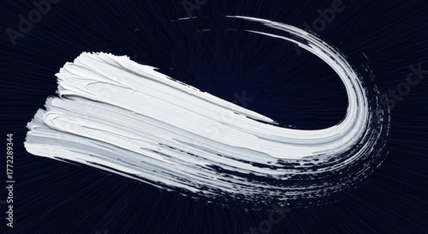 Fototapeta Abstract White Paint Stroke on Dark Blue Background with Radial Lines