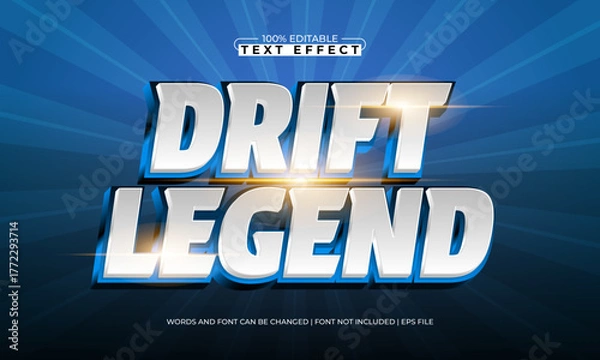 Fototapeta drift legend editable speed text effect for racing title and poster
