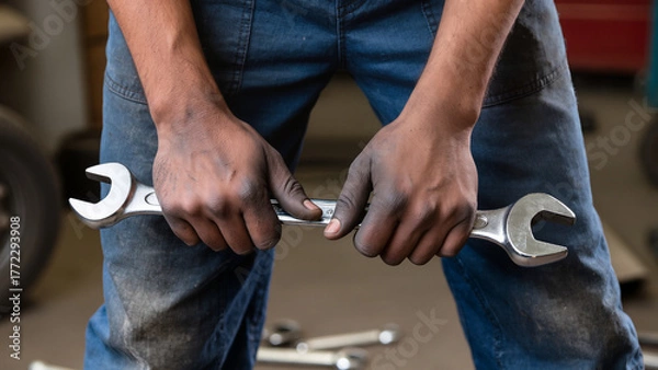Fototapeta close up of a man working 