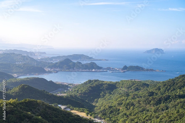 Fototapeta 九份から望む山並みと東シナ海，台湾