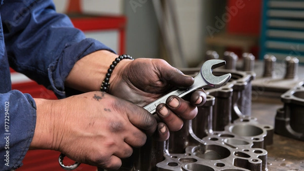 Fototapeta mechanic working with car