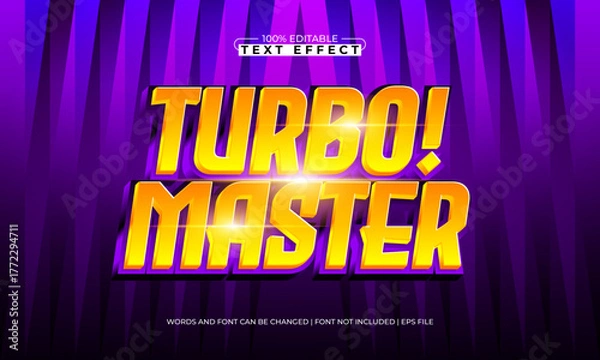 Fototapeta turbo master editable speed text effect for racing title and poster