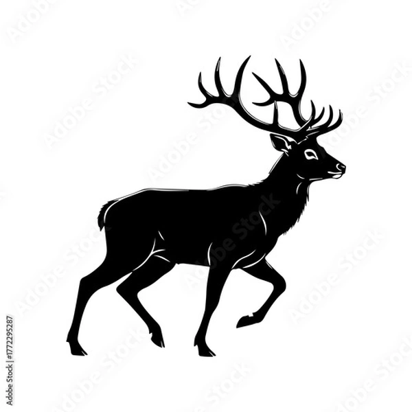 Fototapeta Running Deer Silhouette Vector Art