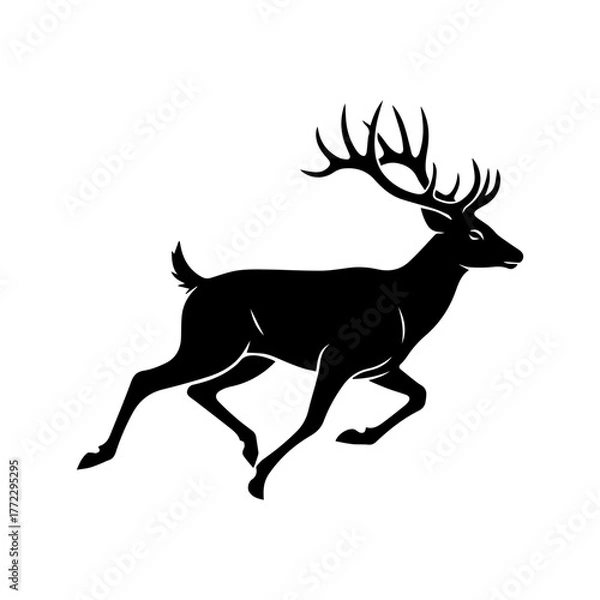 Fototapeta Running Deer Silhouette Vector Art