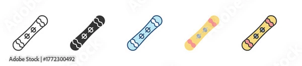 Fototapeta Skiboard Icon Set Multiple Style Collection