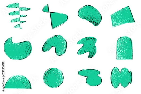 Fototapeta abstract shapes in teal with a transparent background, creating a modern and minimalist aesthetic. labels, logos. Decorative design elements, vector illustration.