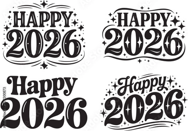 Obraz Happy 2026 typography design with stars and celebration art
