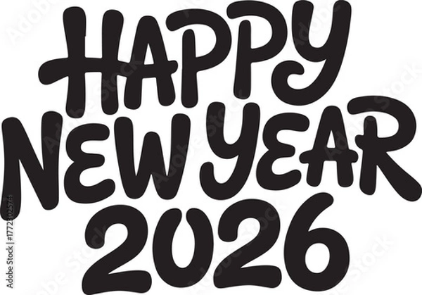 Obraz Happy New Year 2026 Bold Typography Greeting Design Vector