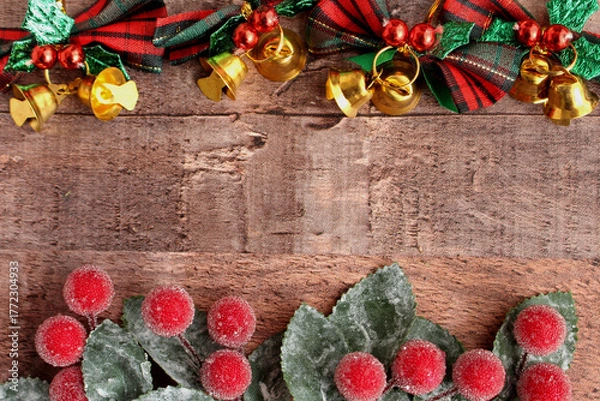 Obraz クリスマスの背景の赤い実