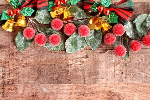 Fototapeta クリスマスの背景の赤い実