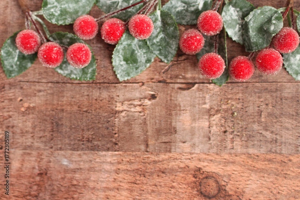 Fototapeta クリスマスの背景の赤い実