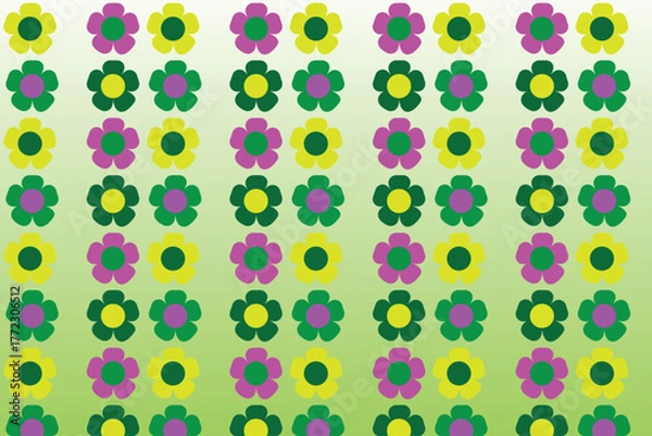 Obraz a green and purple flower pattern on a green background