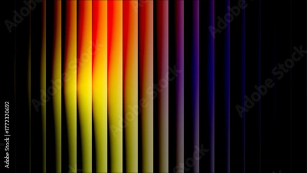 Obraz Vibrant purple and peach gradient with shimmering wave pattern. Neon-inspired light distortion on soft-toned glass. The neon-inspired hues highlight