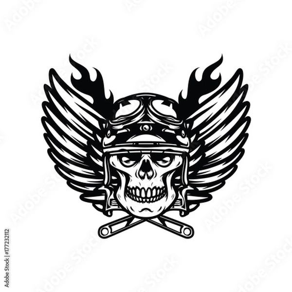 Obraz Skull ghost rider road vector illustration