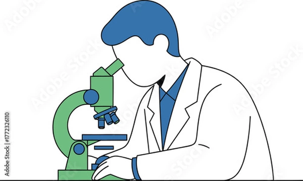 Fototapeta Scientist using microscope in laboratory