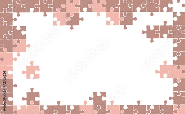 Obraz ピンクのジグソーパズルフレームイラスト