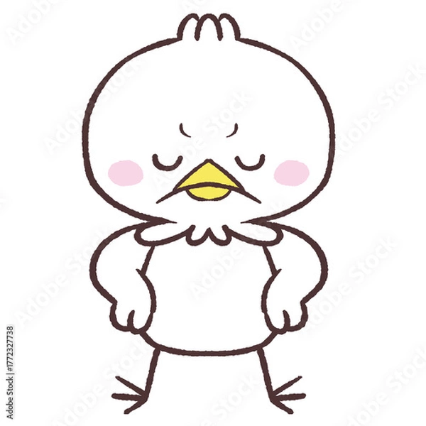 Obraz 仁王立ちする白い鳥のイラスト