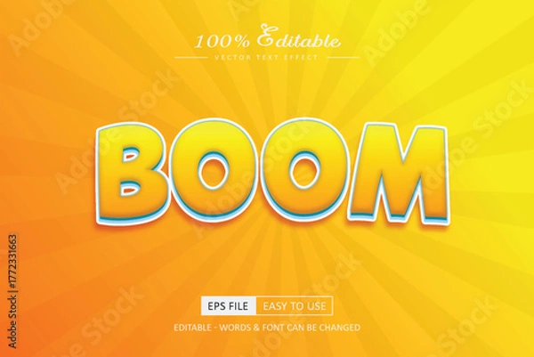 Fototapeta Dynamic 'BOOM' Pop Art Text Style with Editable Effect